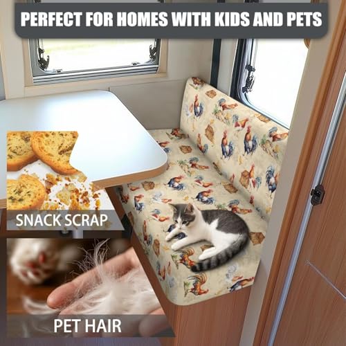 SEANATIVE Cute Chickens RV Dinette Cushion Covers Stretch Camper Cushions Cover Replacement Couch Cushion Slipcovers Washable Loveseat Slipcovers for Travel Trailer Couch - color: Cute Chickens