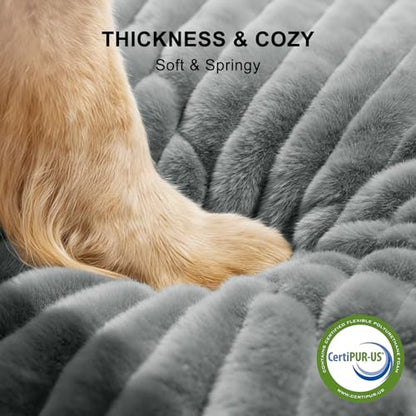 FURTIME Dog Beds Large Sized Dog, Washable Orthopedic Pet Bed with Removable Cover, Rectangle Soft Calming Sleeping Puppy Bed Durable Pet Cuddler with Anti-Slip Bottom, Grey, XL(42"x20"x8") - color: Grey, size: XL(42"x20"x8")