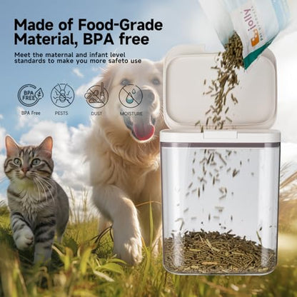LivLab Mker Dog Food Storage Container 25 lbs Airtight Pet Food Container with Measuring Cup, BPA Free, Rice & Flour Storage Container for Dog Treats and Cat Food, White - color: (D1035)-1.2L-2