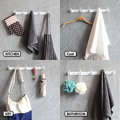 5 Hooks Matte White Bathroom Towel Hooks Mounted Wall Adhesive Heavy Duty Farmhouse Bath Coat Stick on Rack Hat Wall Hook Sticky White Kitchen Robe Rack Coat Hook White 5 Hooks Rack Towel for Bathroom - color: White, size: 17.12*1.18*1.38 inch（5hooks）