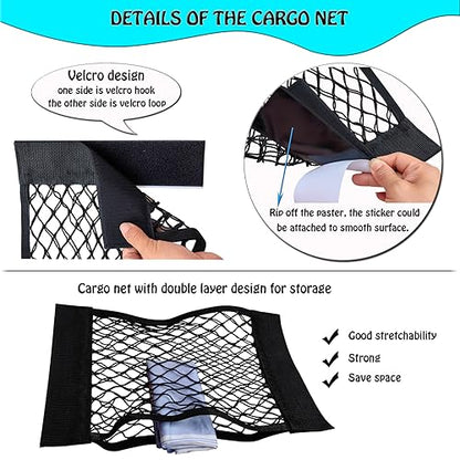6 Pack Mesh Cargo Net Car Trunk Net Wall Sticker Organizer Pouch Bag Elastic Net with Tape Stickers for Car Trunk Storage Storage Holder for Kitchen Cabinet,Closet Organize - size: 6PCS (Same Size)