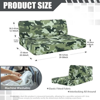 NDISTIN Camouflage Green Camper Couch Cushion Covers Dinette 2Pcs Camper Couch Cushion Covers Dinette Comfortable Camper Couch Cover for RVS Booth Seats Replacement - color: Camouflage Green