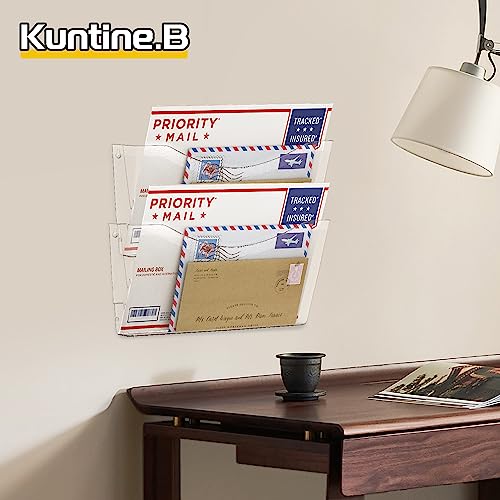 Kuntine.B 6 Pack Clear Single Pocket File Holder Hanging Wall Organizer, Wall Mount Mails Magazines Organizer for Office and Home