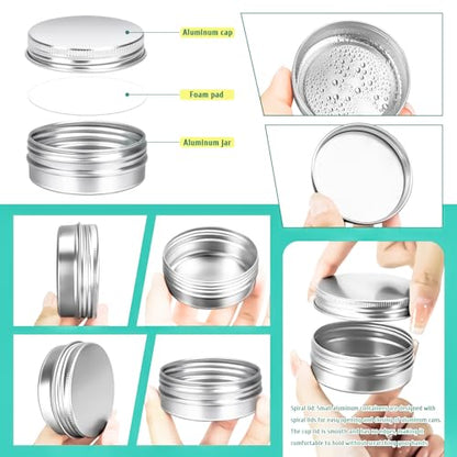 30Pack 2oz Tin Jars, 60ml Metal Tin cans, 2Ounce Aluminum tin can jar Containers with Screw Lid for Lotion Bars, Spices, Salve, Balms, Beard Balm, Toiletries, Creams, Samples, Makeup Cosmetic - color: Silver 30pack