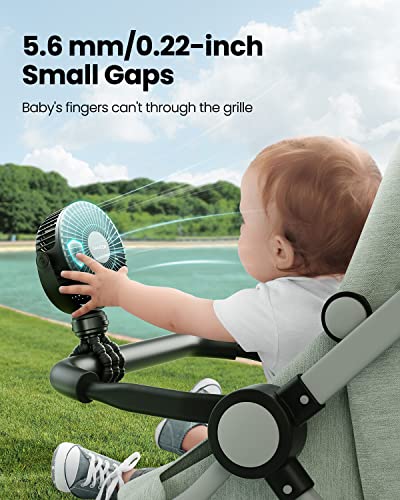 Gaiatop Mini Portable Stroller Fan, Battery Operated Small Clip on, Detachable 3 Speed Rechargeable, 360° Rotate Flexible Tripod Better Cooling for Car Seat Crib Treadmill Travel Black - color: black