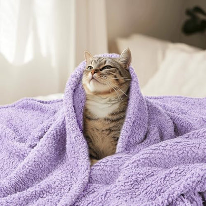 Luciphia Premium Fleece Dog Puppy Blanket Soft Pet Sherpa Calming Cat Blankets Throw for Small Medium Dog Cat(Violet,30x20 inches) - color: Violet, size: 30x20 inches