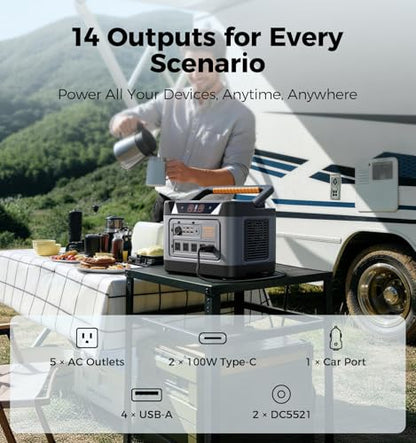 UDPOWER S1200 Solar Generator with 420W Panel, 1190Wh LiFePO4, 1200W (Surge 1800W) UPS, 1.5H Fast Charge, for Home Backup Outdoor RV Emergency - style: Bundle(S1200+2*SP210W)