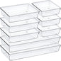 Criusia Drawer Organizer Set, Acrylic Non Slip Non Cracking Kitchen Drawer Storage Tray Large Size Divider, Multifunctional Storage for Cosmetics, Bathroom, Tools, Kitchen and Office (8 PACK) - size: 8 PACK
