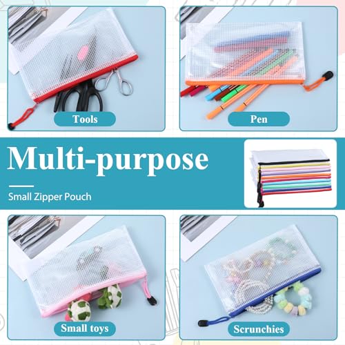 Giantree 100 Pack Mesh Zipper Pencil Pouch Bulk, 9' x 5'' Small Clear Pencil Cases Pouch Multipurpose Cosmetics Toiletry Bags for School Supplies File Travel Stationery Storage Organizing