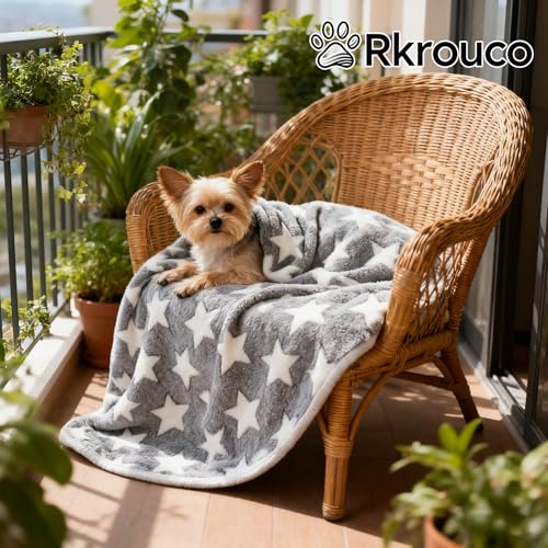 Three Piece Pet Blanket Set for Dogs Cats Soft Comfy Puppy and Kittens Bed Blanket Fluffy Fleece Pets Throw with Cute Patterns (Small 24x16 inch, Gray) - color: Gray, size: Small-24x16 inch