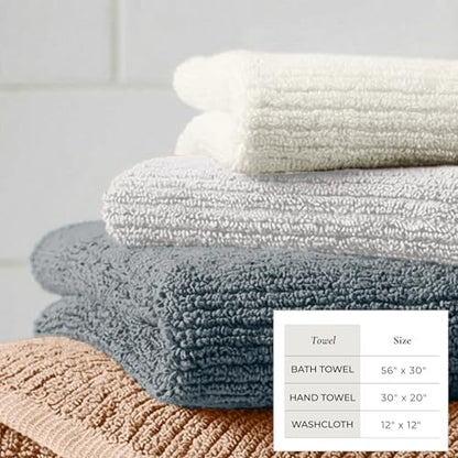 Great Bay Home Turkish Cotton 6 Piece Towel Set - Absorbent, Quick-Drying, Ribbed Bath Towels for Bathroom - Zero-Twist Fibers (Adobe) - color: Adobe