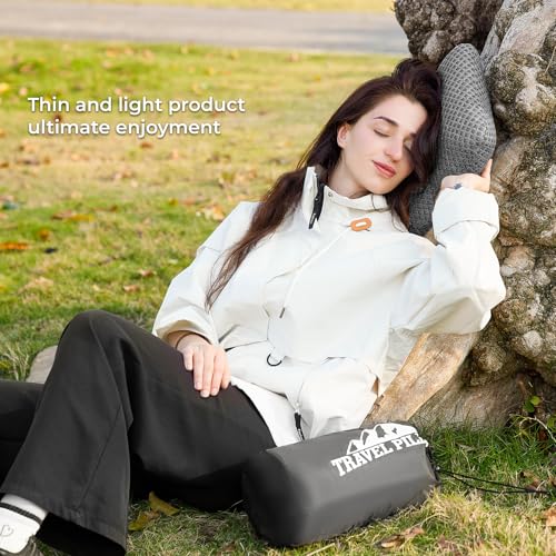 Travel Pillow Memory Foam Pillows, Camping Pillow-Compressible Medium Firm, Breathable Cover, Ideal Backpacking Hiking, Bed Pillows, Airplane and Car (Dark Grey, S) - color: Dark Grey, size: S-15.7*9.8in