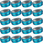 2 oz (60ml) Aqua Blue Aluminum Tins with Clear Lids and Labels, 24 Pack | Clear View Lid, Secure Packaging, Tight Screw Lids, Includes Blank Labels, 11 Color Options - color: Aqua Blue
