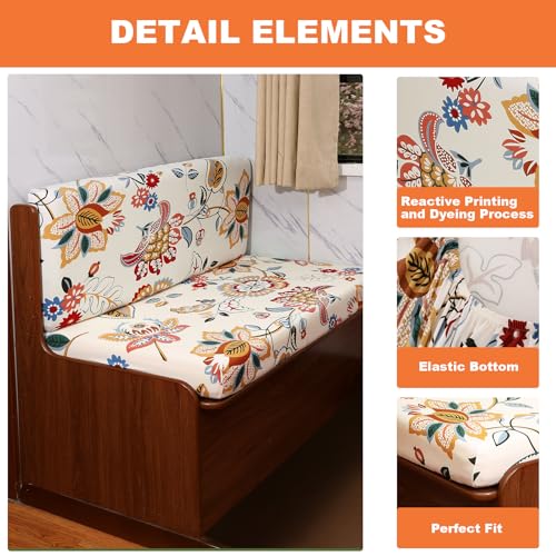 FUANGUI RV Dinette Cushion Covers - Stretch Camper Cushion Booth Seats Replacement - Washable Sofa Furniture Protector (B1, 2 Bench & 2 Backrest Covers) - color: B1