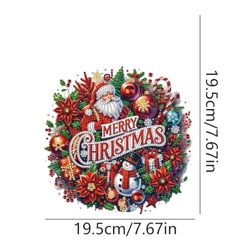 STGLCR DIY Christmas Santa Claus Diamond Art Painting Wreath Kits，Special Shaped Rhinestone Snowman Hanging Ornament Diamond Art Window Pendants for Gift Home Garden Wall Hanging Kits 7.8INCH - color: Santa Claus hanging