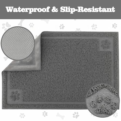 Darkyazi Pet Feeding Mat Large for Dogs and Cats,24"×16" Flexible and Easy to Clean Feeding Mat,Best for Non Slip Waterproof Feeding Mat. (Grey) - color: Grey