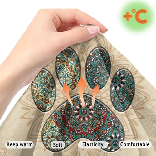 Dog Paw Boho Mandala Print RV Dinette Cushion Covers 2 Pieces Scratch-Resistant Camper Seat Covers Dinette Booth Elastic RV Couch Cover Fuzzy Loveseat Sofa Chair Cover - color: Dog Paw Boho Mandala