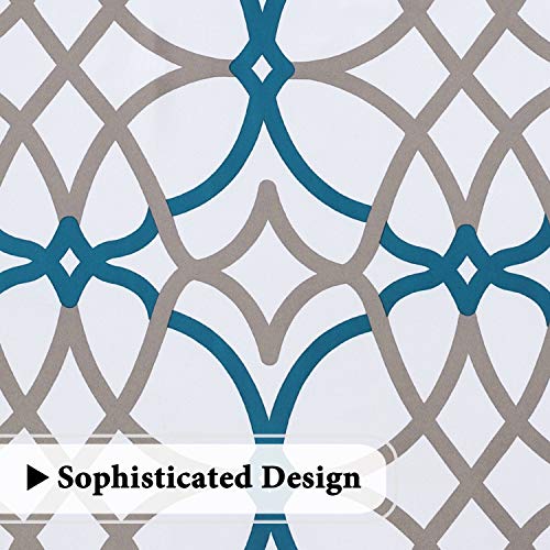 H.VERSAILTEX Blackout Curtain Valances for Kitchen Thermal Insulated Window Valances for Living Room Rod Pocket Short Curtain 1 Panel, 52x18 inch, Teal and Taupe - color: Geo in Teal and Taupe