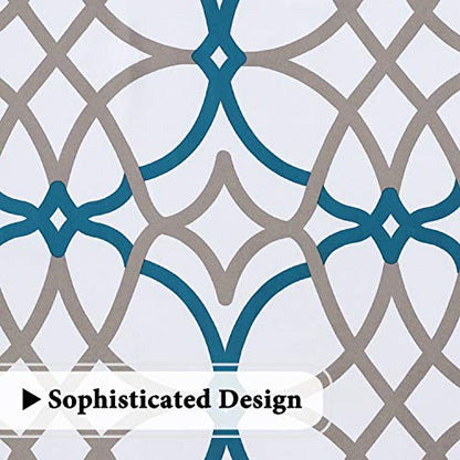 H.VERSAILTEX Blackout Curtain Valances for Kitchen Thermal Insulated Window Valances for Living Room Rod Pocket Short Curtain 1 Panel, 52x18 inch, Teal and Taupe - color: Geo in Teal and Taupe