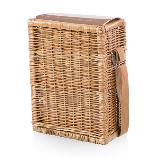 PICNIC TIME Corsica Wine and Cheese Picnic Basket - Tote Bag - Gift for Wine Lovers, (Beige Canvas), 12 x 7 x 17 (Pack of 2) - size: 9.75 x 6.5 x 13.75 (Pack of 2), style: Corsica Wine & Cheese Picnic Basket, 2-Bottle Wine Carrier