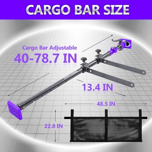 Adjustable Cargo Bar, Truck Bed Divider from 40 to 78.7 in with 200LB Bearing, Cargo Bar for Pickup, Truck Bed Organizer Cargo Bars for SUV, Trailer, Van, Come with 4 Divider, 2 Pack, 1 Cargo Net - size: 40-78.7 inches 2-pack
