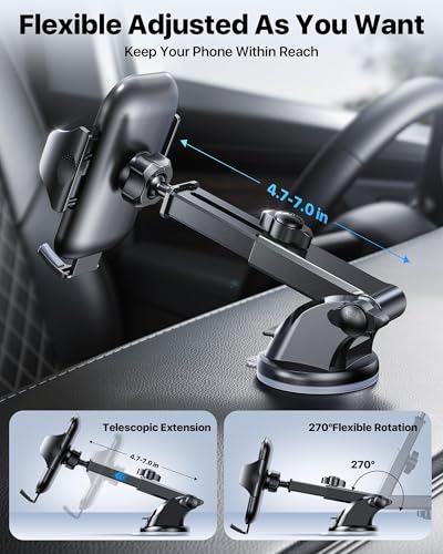 andobil Car Phone Holder, 2026 Military-Grade 89bs Strongest Suction Phone Holders for Your Car Dashboard/Windshield/Vent Easy Clamp Cellphone Holder Truck Stand for iPhone 17 16 15 Pro Max, Purple - color: Purple