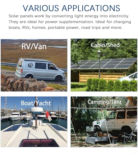 Flexible Solar Panel kit 100W 12V System,Monocrystalline module10A Charge Controller,Extension Cable Off-Grid Charger for RV Boat Van Car Curve Surfaces (White) - color: White