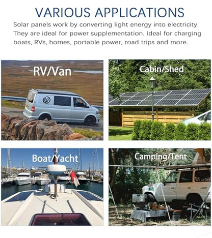 Flexible Solar Panel kit 100W 12V System,Monocrystalline module10A Charge Controller,Extension Cable Off-Grid Charger for RV Boat Van Car Curve Surfaces (White) - color: White