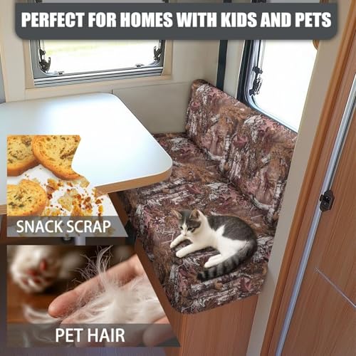 SEANATIVE Camo Hunting RV Couch Cushion Cover Camper Dinette Sofa Cover Non Slip Travel Trailer Couch Protective Cover 2 Slipcovers RV Accessories for Inside - color: Camo Hunting