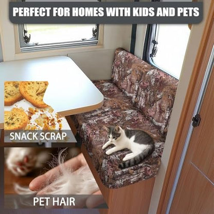 SEANATIVE Camo Hunting RV Couch Cushion Cover Camper Dinette Sofa Cover Non Slip Travel Trailer Couch Protective Cover 2 Slipcovers RV Accessories for Inside - color: Camo Hunting