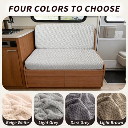 RV Dinette Cushion Covers, 2PCS Woven RV Couch Cover, Camper Cushion Covers, Camper-rv Sofa Cover for Couch, Bench Seat & Dinette Booth Cushions(Light Grey,[39.4" to 49.2"]×[19.7" to 25.6"]) - color: Woven/Light Grey/2pcs