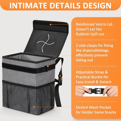Vankor Car Trash Can Trash Bag Bin Hanging Waterproof Automotive Car Garbage Cans Leak Proof Vehicle Trash Can Grey - color: Grey, size: 2.2 Gallons