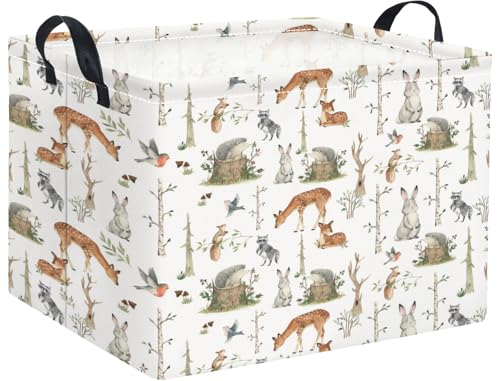 Rectangular Valentines Basket Fabric Storage Bin Storage Boxes Collapsible Storage Basket for Clothes Books Shelves Basket(Woodland Animal) - color: Woodland Animal