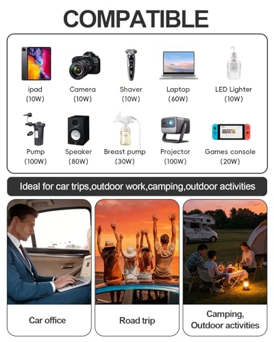 400W Car Power Inverter 12V to 110V AC｜24W+65W USB C, Laptop Charger | 65w Fast Charger,2 AC Output,Aluminum alloy casing - color: BLACK