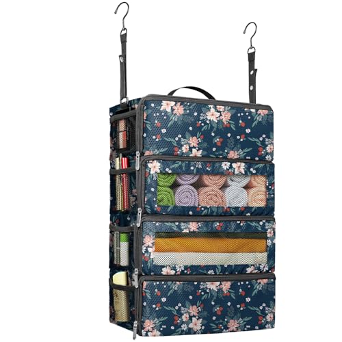Suitcase Organizer, Travel Luggage Organizer Hanging Shelves Packing Cube Closet/Collapsible Portable Travel Organizer for Carry-on - color: Berry-M-4 Tier, size: Medium