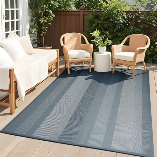 UKISS Outdoor Rug Carpet，Reversible Portable Plastic Straw Camping Rugs， 8' x 10' Waterproof Mat， Large Outdoor Area Rugs for Patio，RV, Picnic, Backyard, Deck, Balcony, Porch, Beach, Grey - color: Grey