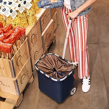 reisenthel carrycruiser Dark Blue - Portable Shopping Trolley with Sturdy Aluminum Frame, Shoulder Strap and Removable mesh Inner Bag -Water-Repellent - color: Dark Blue