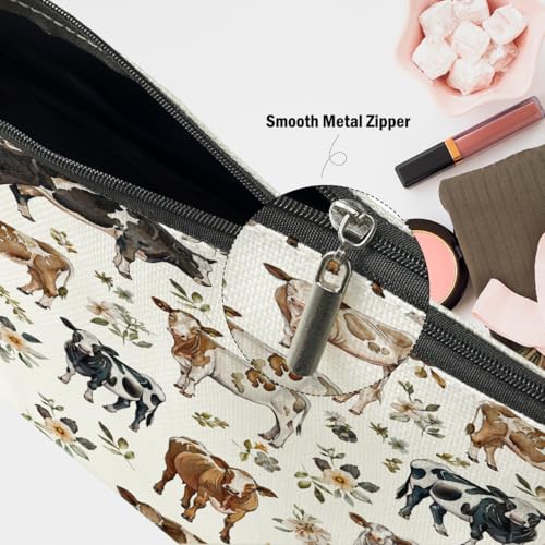 Cow Gifts, Cow Print Stuff Makeup Bag, Cosmetic Bag Travel Pouch, Animal Lovers Friendship Graduation Birthday Gifts for Women Girls Daughter Sisters Bestie Best Friend - color: Multicolor 0079