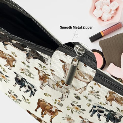 Cow Gifts, Cow Print Stuff Makeup Bag, Cosmetic Bag Travel Pouch, Animal Lovers Friendship Graduation Birthday Gifts for Women Girls Daughter Sisters Bestie Best Friend - color: Multicolor 0079