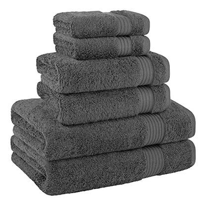 Cotton Paradise Towel Set of 6, 2 Bath Towels, 2 Hand Towels and 2 Washcloths Towels for Bathroom Sets, Smoke Gray - color: Dark Gray
