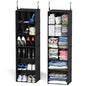 SpaceAid 2 Pack Hanging Closet Organizer and Storage with Dividers, 24 Compartments Hanging Shoe Shelves for Closet, Wardrobe, RV, Garment Rack - Black - color: Black