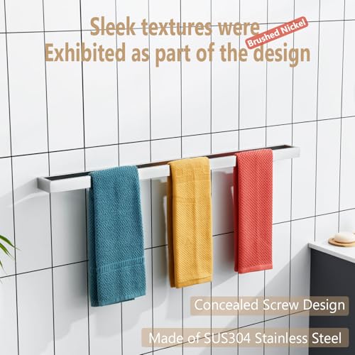 KOKOSIRI Towel Bar Brushed Nickel Bath Towel Hanger Holder 32-Inch Kitchen Rack Stainless Steel for Bathroom Hardware Wall Mount, 1 Pack B4008BR-L32 - color: Brushed Nickel, size: 32-Inch