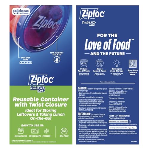Ziploc Twist 'n Loc Food Storage Meal Prep Containers Variety Pack, 9 Count