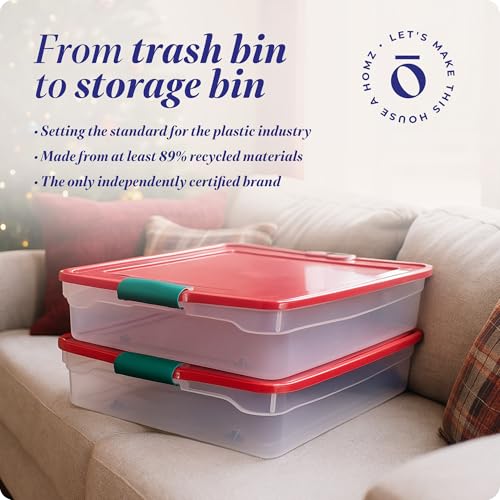 HOMZ Plastic Storage Underbed Tote Box, Twin/King, with Lid, Latching Handles, 60 Quart, Clear, Stackable, 4-Pack - color: Clear, size: 60 Quart