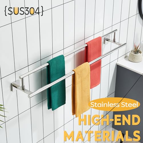 KOKOSIRI Towel Holder Polished Chrome 36 Inch Bathroom Double Bath Towel Bars Kitchen Rack Wall Mounted Stainless Steel B5009CH-L36 - color: Polished Chrome, size: 36-Inch