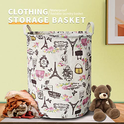Merdes 19.7’’ Waterproof Foldable Laundry Hamper, Dirty Clothes Laundry Basket, Linen Bin Storage Organizer for Toy Collection (Paris) - color: Paris