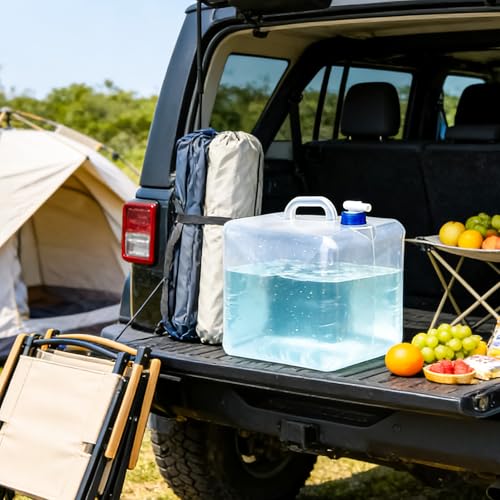 2 Pack 5.3 Gallon Collapsible Water Container with Spigot, BPA-Free Food Safe Water Storage Jug, Portable Foldable Canteen for Outdoor Camping Hiking Emergency Home Use Canteen