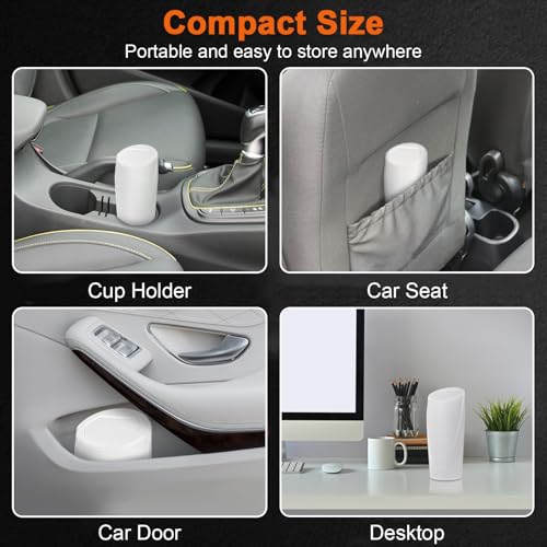 Car Trash Can, 2 Packs Mini Car Garbage Can Cup Holder with Lid | Leakproof Car Trash Bin with 60 Trash Bags, Vehicle Front Back Seat Organizers and Storage for Car, Home, Office, White - color: White