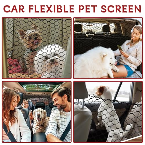 vvag Universal Adjustable Dog Car Barrier for SUVs Trucks,Easy-Install Mesh Pet Divider & Backseat Safety Net for Travel