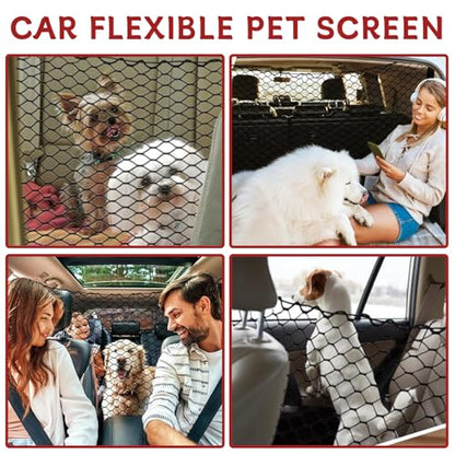 vvag Universal Adjustable Dog Car Barrier for SUVs Trucks,Easy-Install Mesh Pet Divider & Backseat Safety Net for Travel